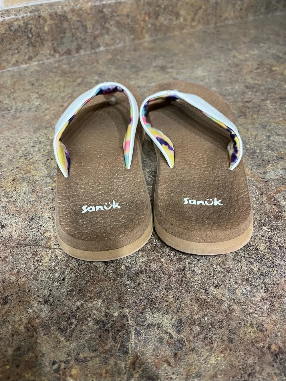 Sanuk Yoga Mat Women’s 8 White Tie Dye Flip Flop Sandals 1126874